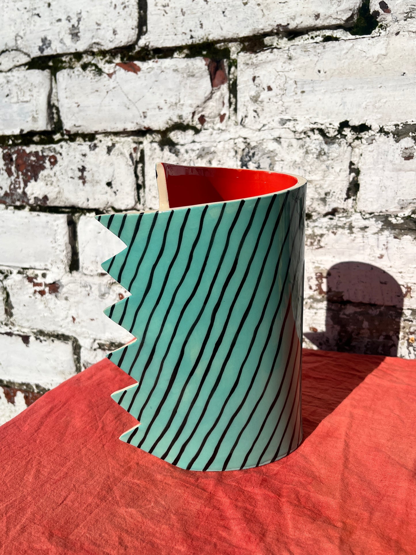 Turquoise Striped Vase