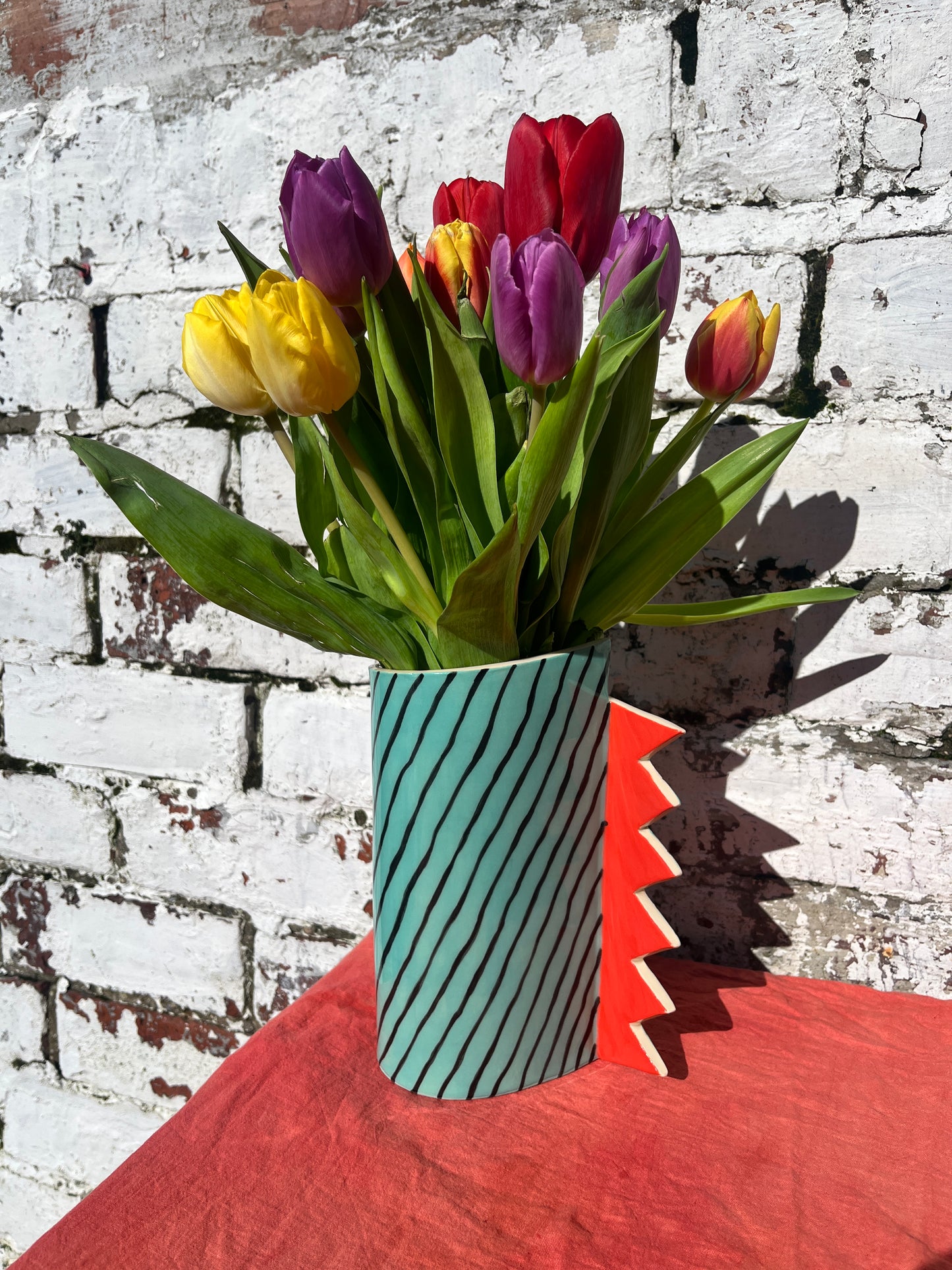 Turquoise Striped Vase