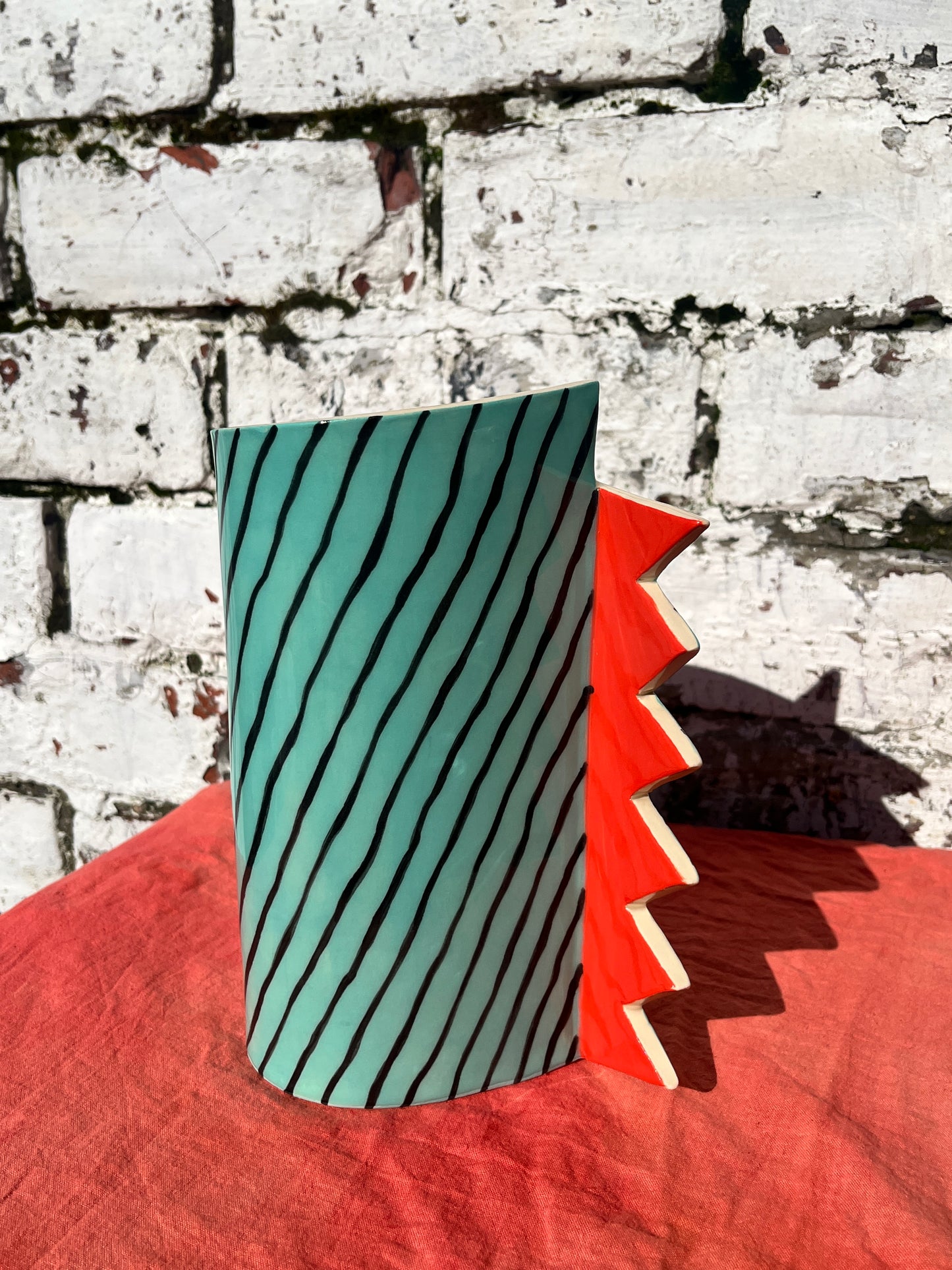 Turquoise Striped Vase