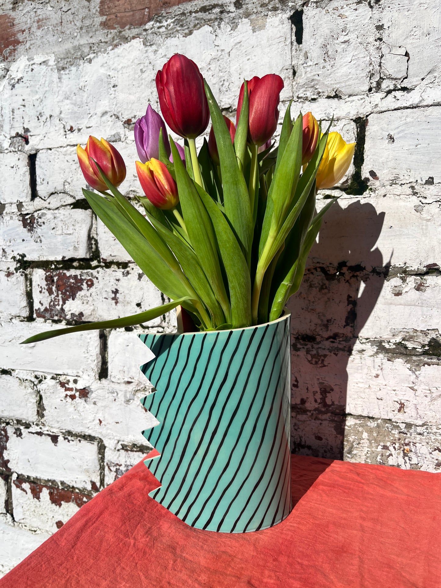 Turquoise Striped Vase